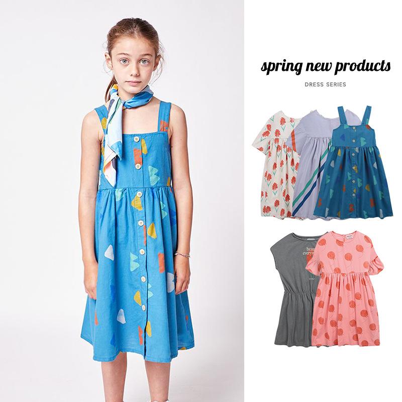 

Girl's Dresses Skirt 2022 Spring And Summer Girl Dress Cartoon Cotton Suspender Printing Fashion Princess Children's ClothingGirl's, Blue
