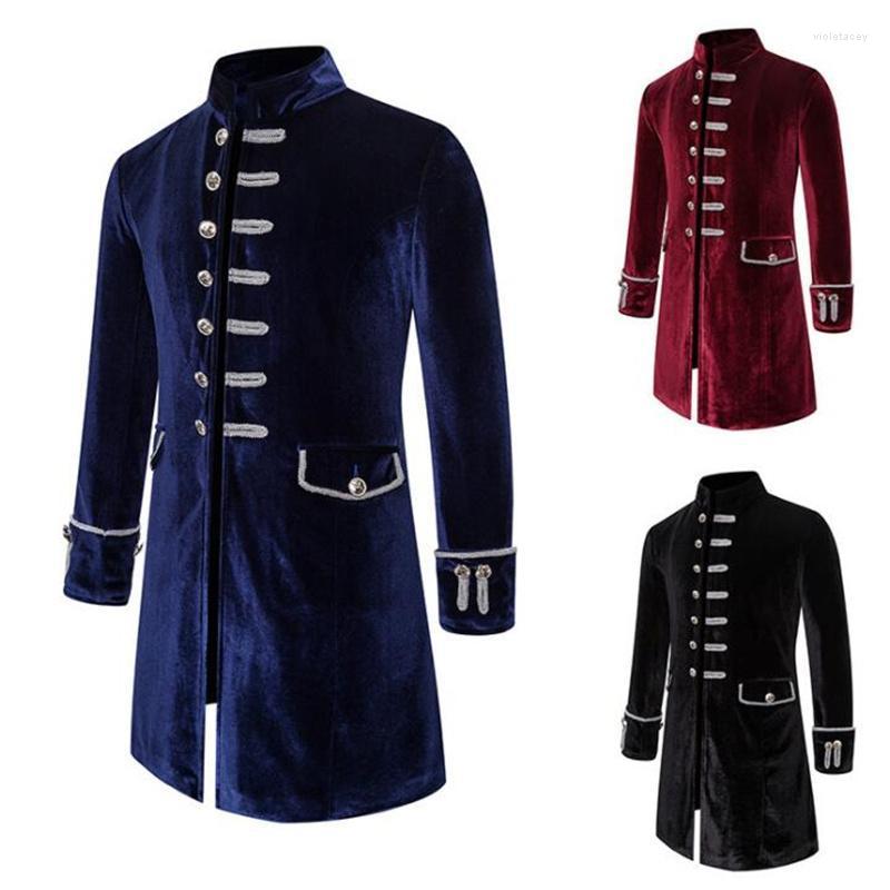 

Men's Trench Coats Long Coat British Style Youth Solid Color Casual Evening Dress Flannel Color-blocking Costume Male Jaquetas Viol22, Blue
