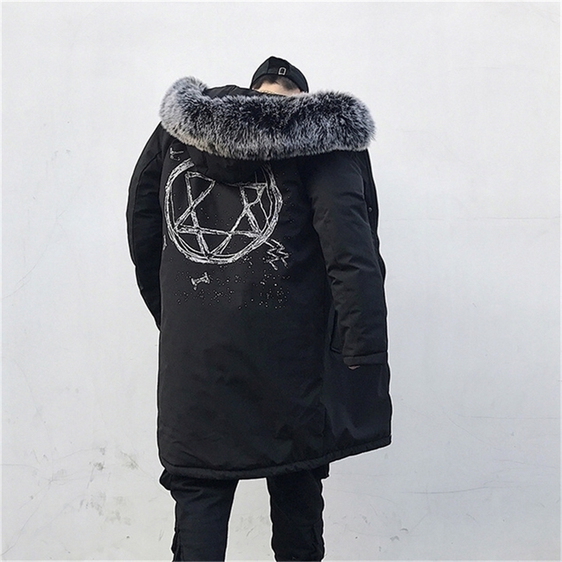 

Winter Jacket Men Thick Warm Long Jackets Parkas hombre Mens Hooded jacket long trench coat US Size XS-XL 201127, Army green