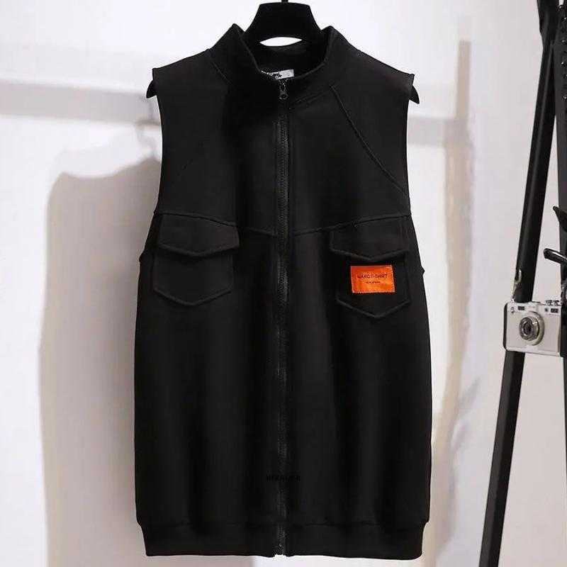 

Women's Plus Size Outerwear & Coats 6XL 150kg Black Jacket Women Sleeveless Vest Casual Streetwear Woman Waistcoat Tops Veste FemmeWomen's