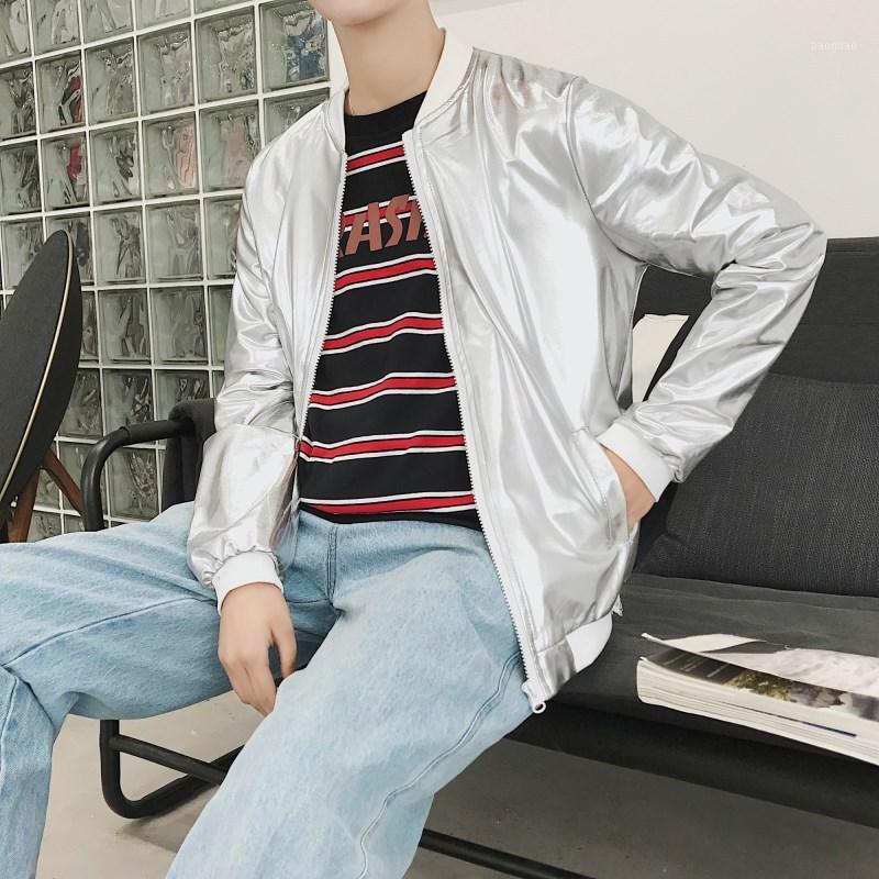 

Men's Jackets Men Sports And Leisure Jacket Gold Silver Fashion Thin Section Sun Protection Clothing Slim Collar