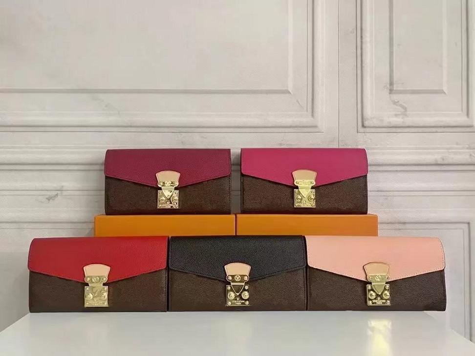 

Luxury designer wallet ladies handbag bag date code serial number high quality leather ladies wallets clutches credit card handbags, Red