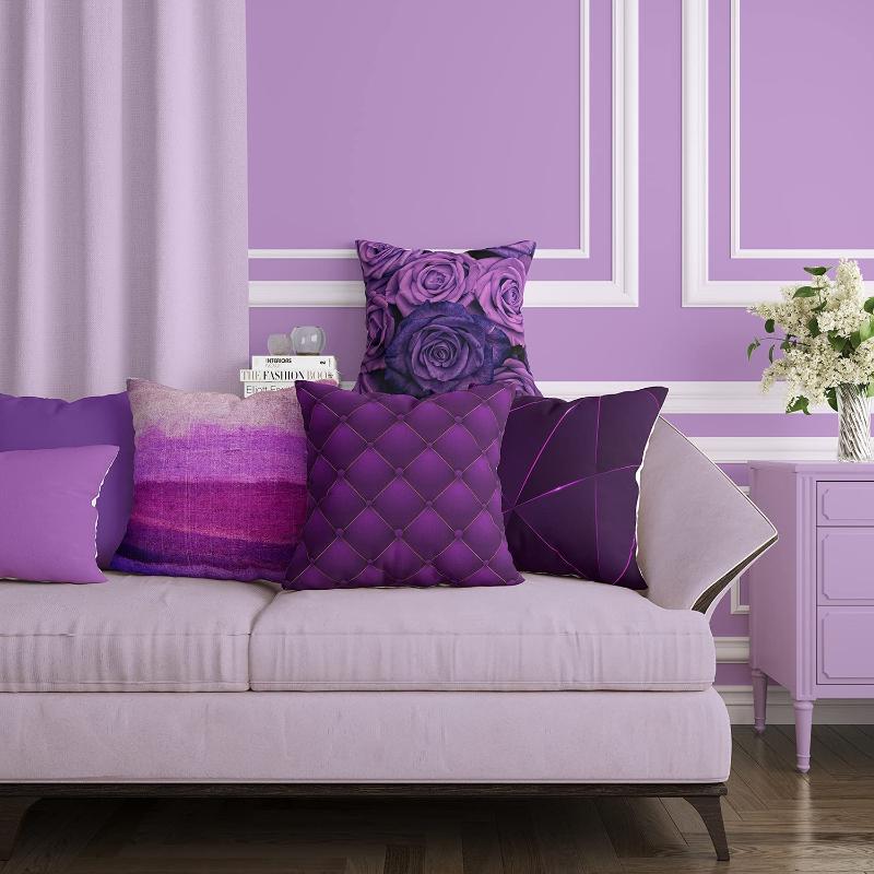

Cushion/Decorative Pillow Creative Pack Of 4 Linen Comfortable Pillowcases Square Flower Cushion Covers Household Decorative, Style2
