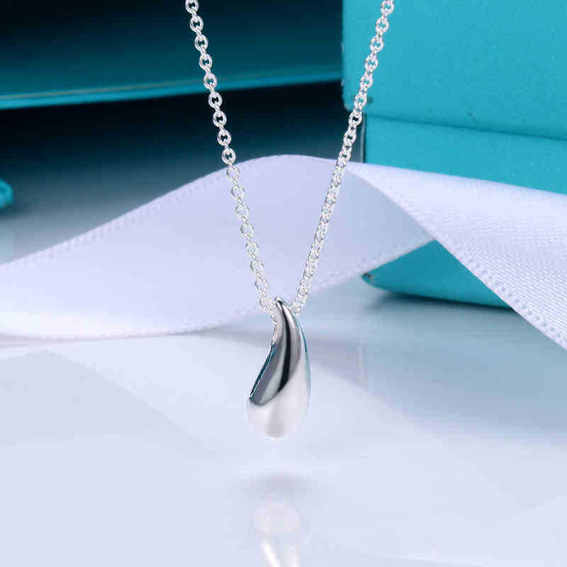 

TIF teardrop Pendant Female Necklace S925 Sterling Silver Necklace Light Luxury Design Necklace Valentine's Day Birthday Gift