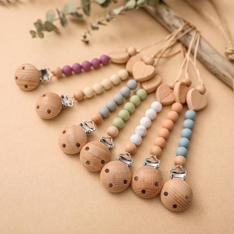 

Pacifiers# Baby Pacifier Chain Clips Dummy Holder For Nipples Silicone Love Shape Teething Birthday Gifts Cute GirlPacifiers#