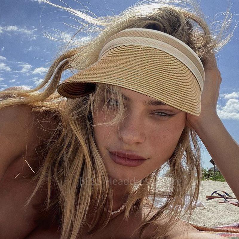 

Visors Panama Fashion Straw Hat Empty Top 2022 For Women Summer Sun Protection Outdoor Sports Fishing Vacation Beach ChapeauVisors, Yellow
