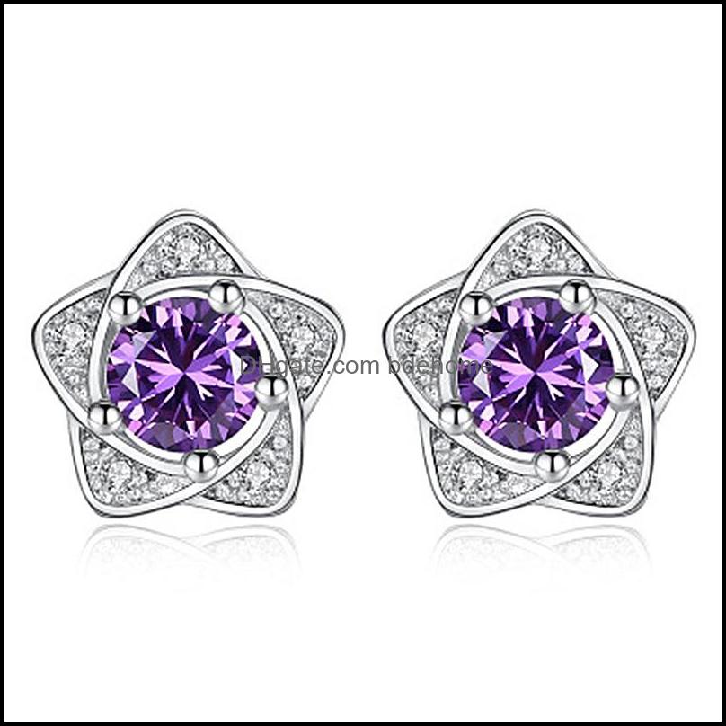 

Stud White Gold Colored Zircon Star Hoop Earrings Ladies Jewelry Party Gift Temperament Drop Delivery 2021 Bdehome Dhcjf