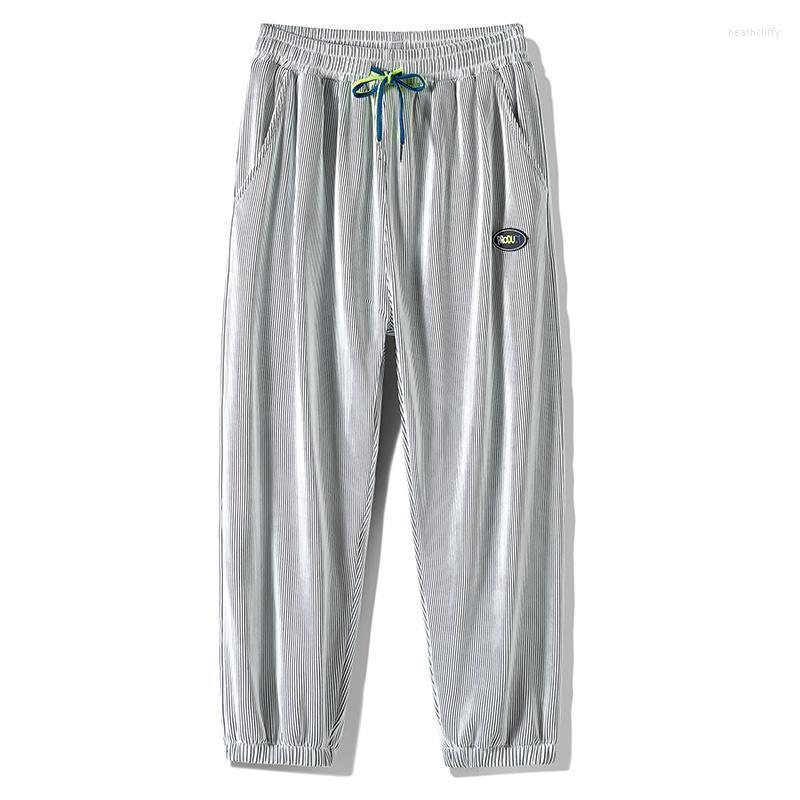 

Men' Pants Fashion Cold Feeling Male Couple Sweatpants Men Trousers Summer Thin Loose Solid Color Elastic Waist Casual PantsMen' Heat22, Black