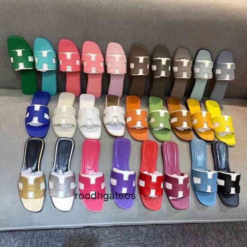 

slides slippers lovers herme sandals H women's summer fashion wear leather h new net red versatile flat bottomed beach sandals XHLG 27G3, Black