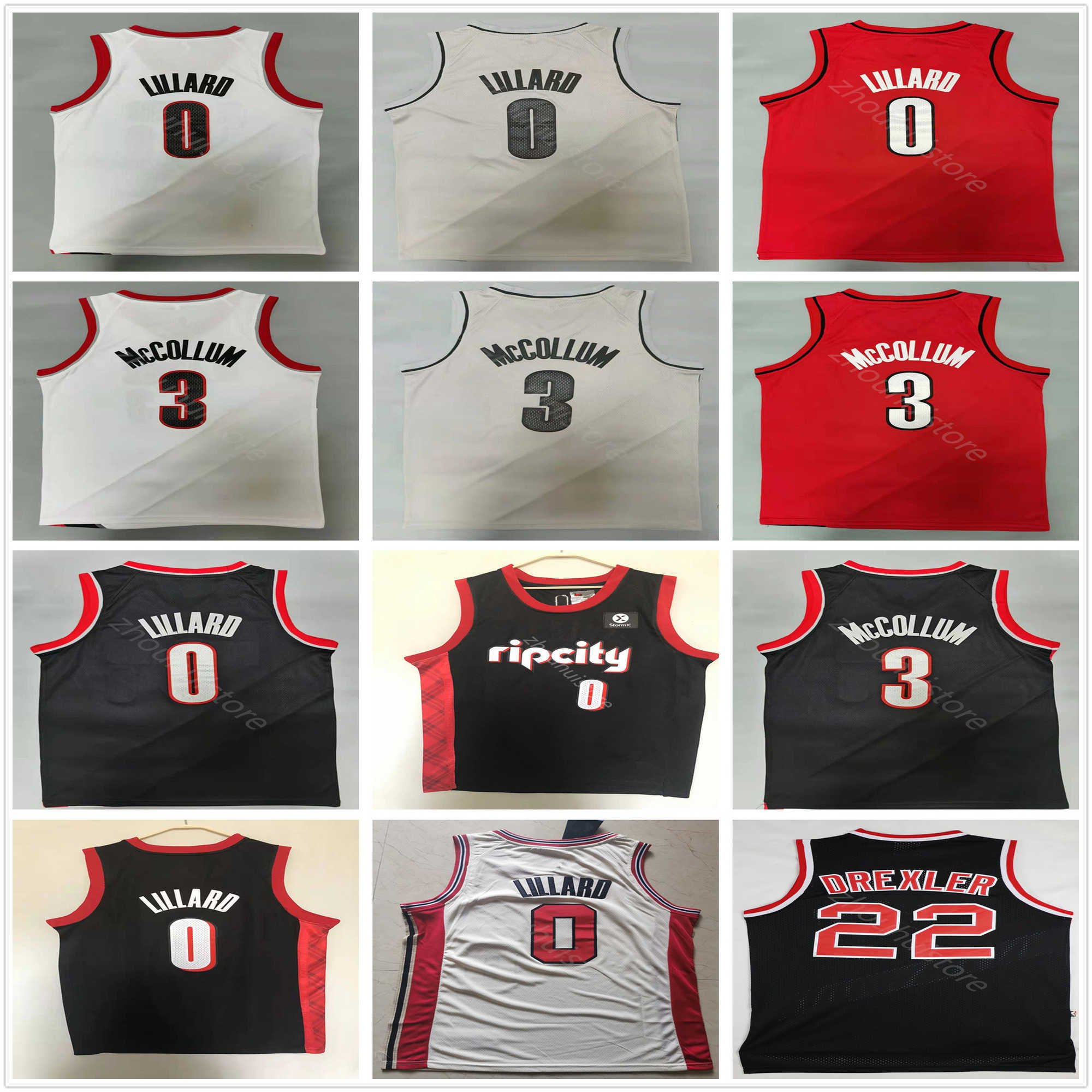 

2021/22 Mens 75th City Damian 0 Lillard CJ 3 McCollum Basketball Jerseys Retro Throwback Clyde 22 Drexler Stitched Nba's Jerseys, Black