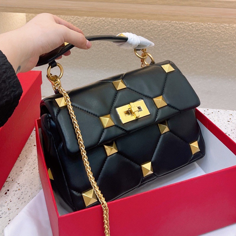 

Designer Women VG Rivet Crossbody Shoulder Bag Italy Brand Classic Diamond Lattice Handbags Lady Cowhide Leather Tote Handbag Luxurys Designers Bags High Quality, Red