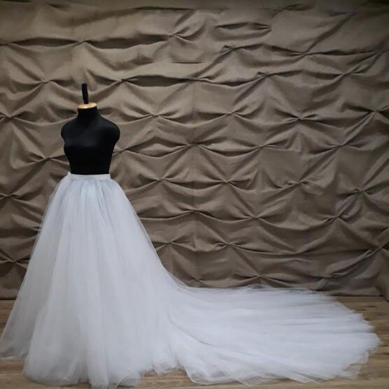 

Skirts Tulle Skirt Women Jupe Femme White Long Wedding Party Female Wear Maxi Puffy Train BackSkirts, Beige