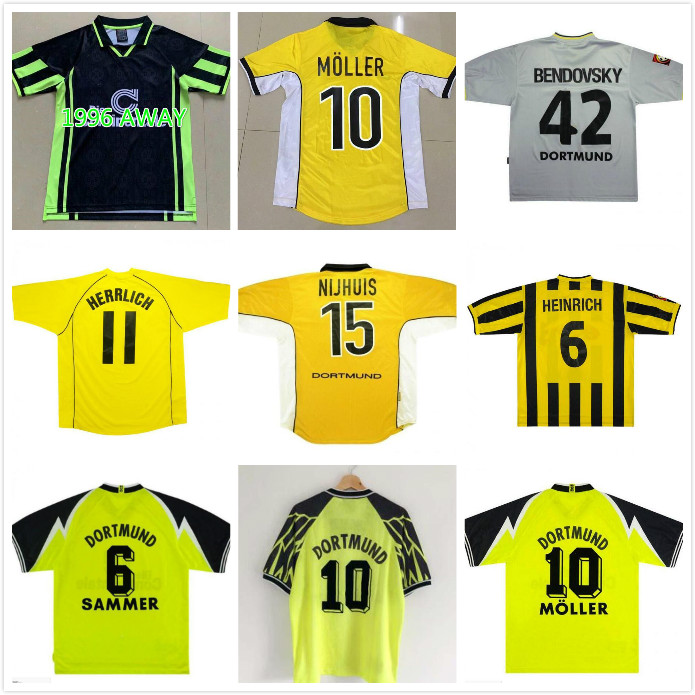 

98 99 retro 01 02 soccer jerseys 00 02 classic football shirts Lewandowski ROSICKY BOBIC KOLLER 95 96 97 94 95 12 13 REUS MOLLER Dortmund, Black