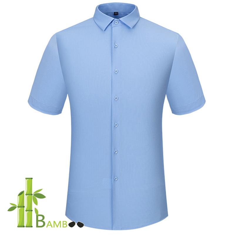 Men&#039;s Dress Shirts Short Sleeve Bamboo Fiber Viscose Shirt Men For Bussiness Men&#39;s Slim Fit Solid Wrinkle-Resistant Big And TallMen&#039-image-775969310