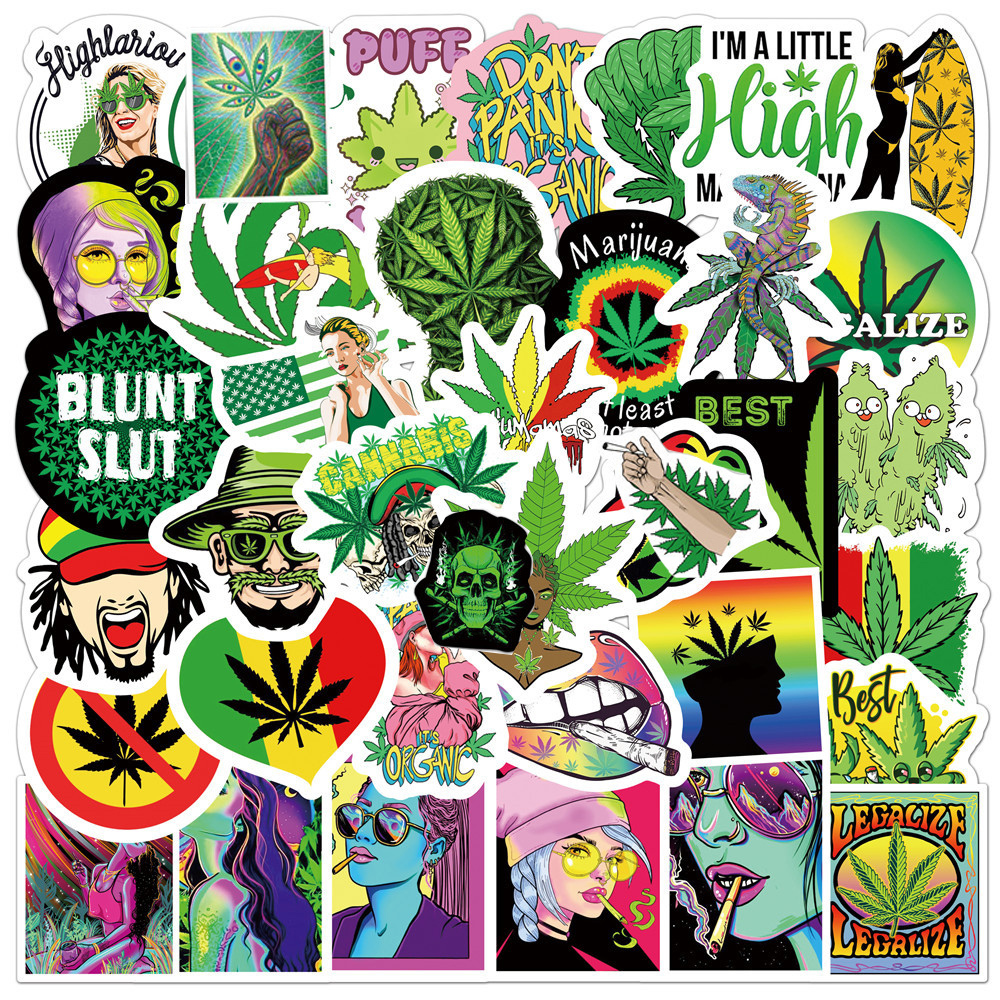 

New Waterproof 10/30/50PCS Funny Leaves Character Smoking Cool Stickers Car Skateboard Motorcycle Laptop Graffiti Kids Sticker Toy sticker, Smoking 10pcs