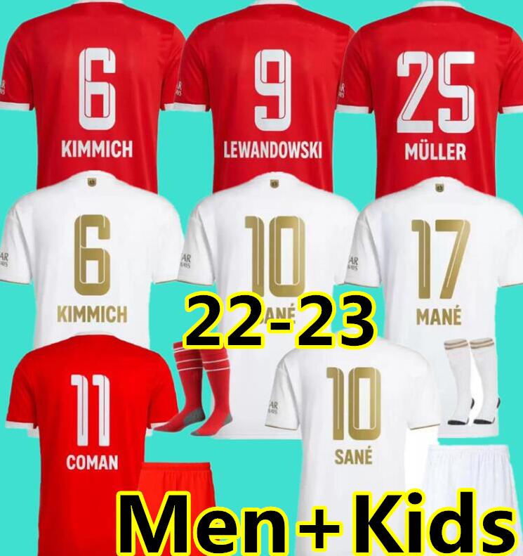 

LEWANDOWSKI soccer jerseys 21 22 23 SANE BAYERN MUNICH GORETZKA COMAN MULLER DAVIES KIMMICH football shirts 2022 2023 uniforms TOPs MUSIALA Men Kids kit, Away kids