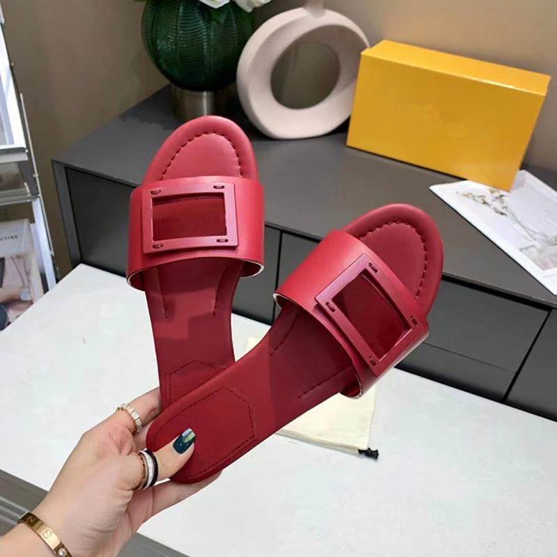 

Designer Slides Slippers Women Banded Flats Sandals Leather Embellished Baguette Pattern Ladies Sexy Letter Beach Flip Flops