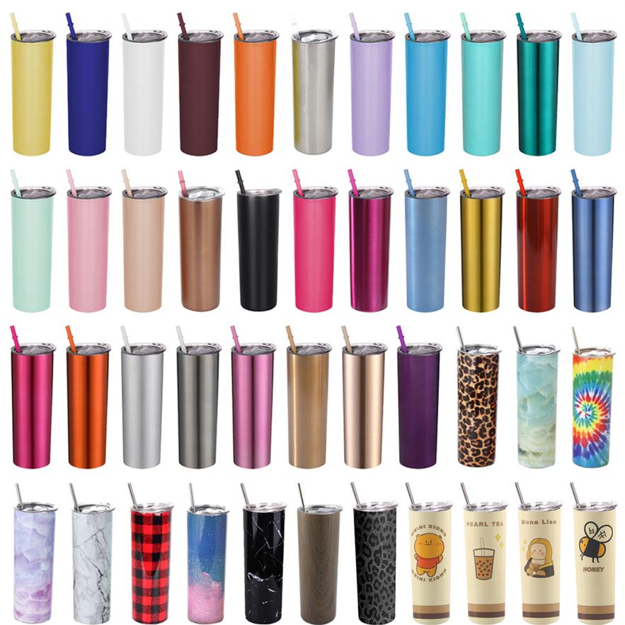 

20oz Stainless Steel Double Wall Vacuum Insulated Skinny Straight Tumblers Slim Cup Thermal Bottles Tall Coffee Mugs with Lid and 267V