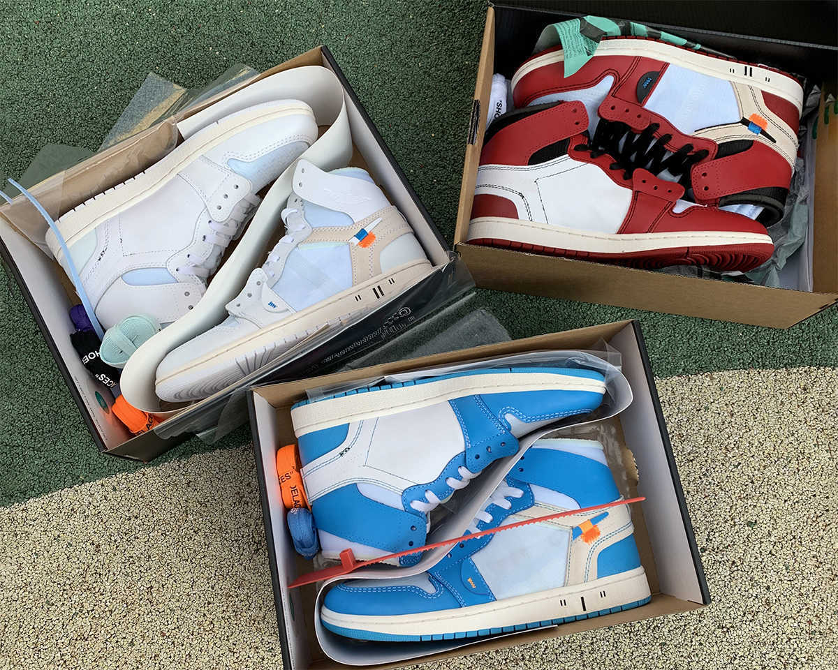 

Shoes Basketball 1S High OG Jumpman 1 UNC Univisity Blue Red White North Carolina luxurys designers Chaussures Sports Sneakers Send, With original symbol