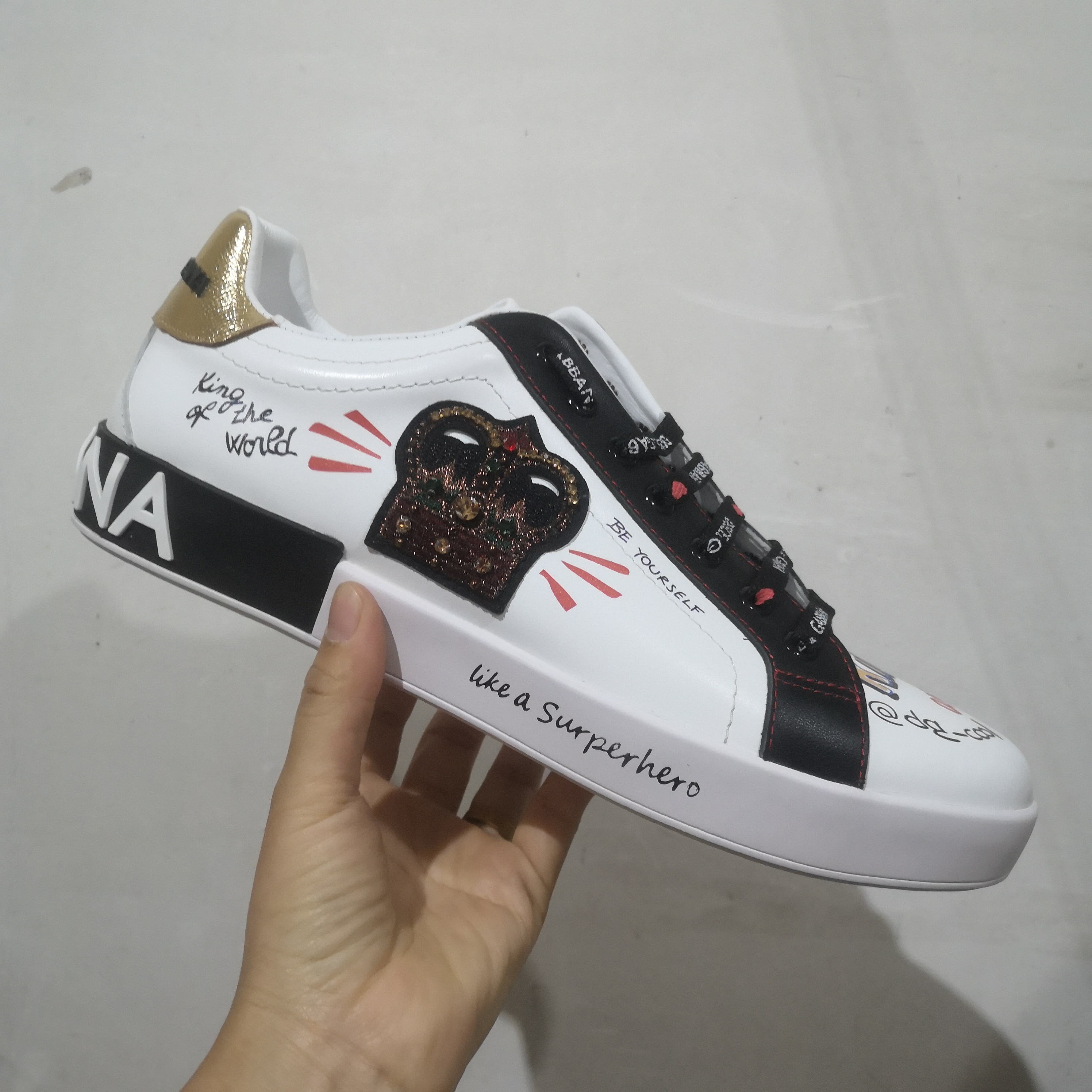 

Luxury name design Casual Shoe White Leather Calfskin Nappa Portofino Sneakers Shoes High Quality Brands Comfort Outdoor Trainers Men's Casual Walking EU38-46.BOX, 13