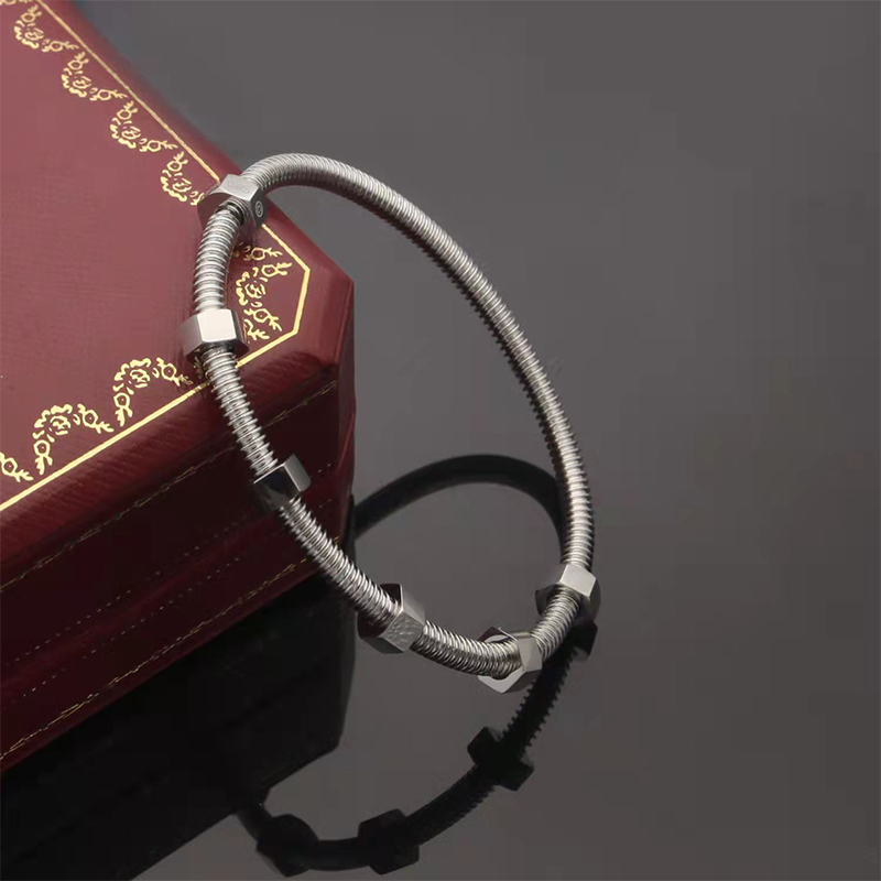 2023 Brand Classic Cuff Bracelet for Women Personalized Screw Designer Bracelet Fashion Couple 18K Gold Stainless Steel Bracelet for Men-image-759343185
