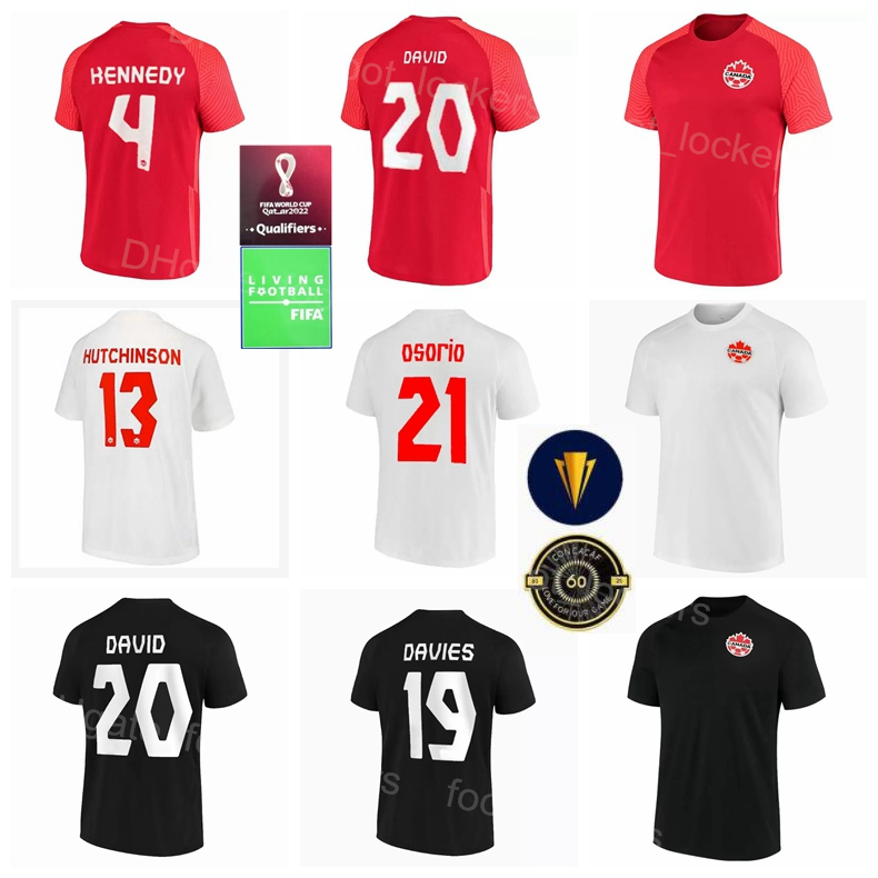 

2022 Qatar World Cup Canada Soccer 20 Jonathan David Jerseys 19 Alphonso Davies 9 Lucas Cavallini 11 Tajon Buchanan 10 Junior Hoilett 17 Cyle Larin Football Shirt Kit, With patch