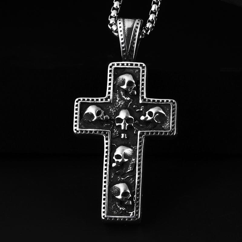 

Pendant Necklaces Drop Cool Mens Stainless Steel Necklace Skull Retro Gothic Punk Style Monster Jewelry GiftPendant