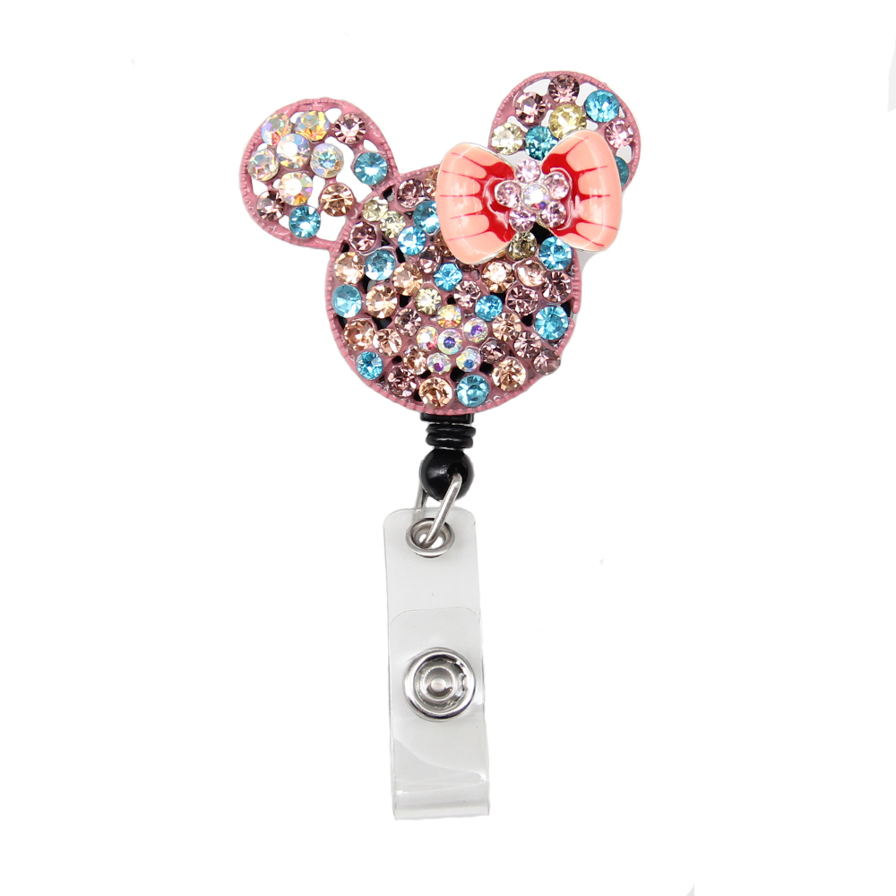 

Custom Key Rings Cute Cartoon Retractable ID Badge Reel Name Card Holder With Clip Animal Shape For Nurse Doctor Gift