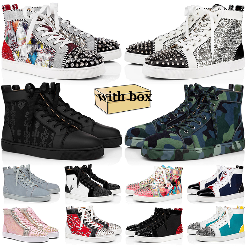 

luxury sneakers men women designer shoes high low top Black White Camo Green Grey pink blue Split leather suede mens fashion spikes casual trainers, #14