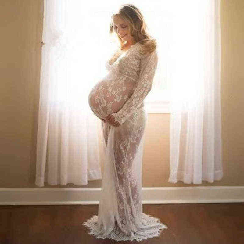 

SexeMara Maternity photography props Maternity dress Lace Maternity gown Fancy shooting photo Pregnancy Clothing Ropa Premama G220418, Red