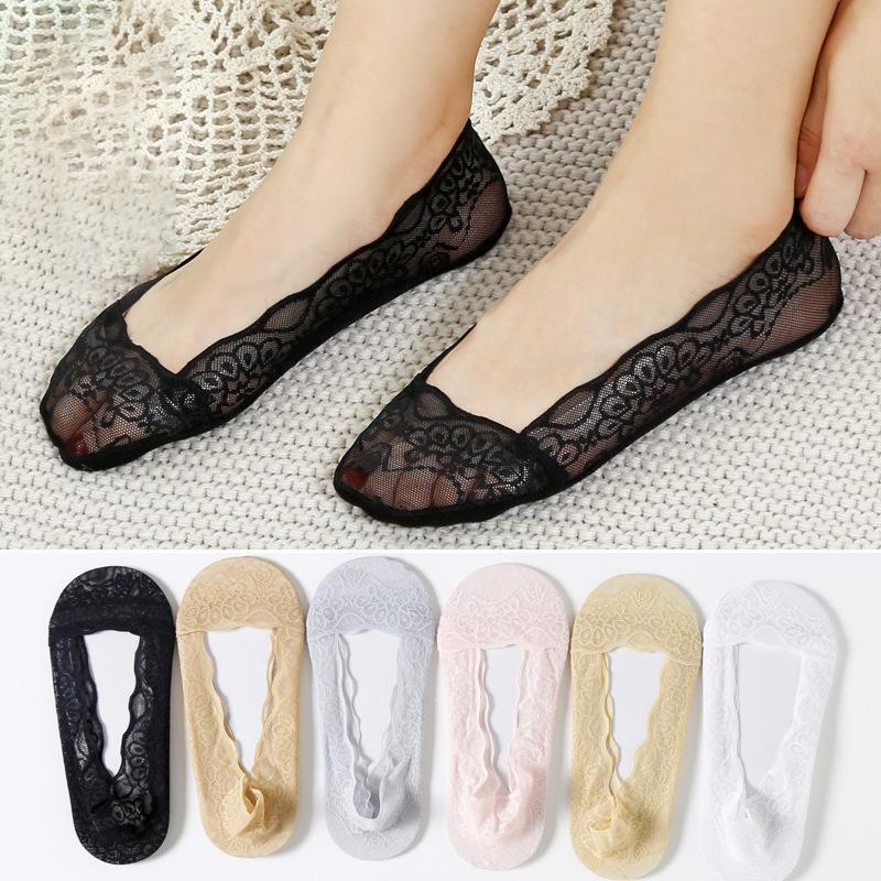 

Socks & Hosiery 1Pair Women Girls Summer Style Lace Flower Short Antiskid Invisible Ankle Slippers Non-Slip Breathable Thin SocksSocks