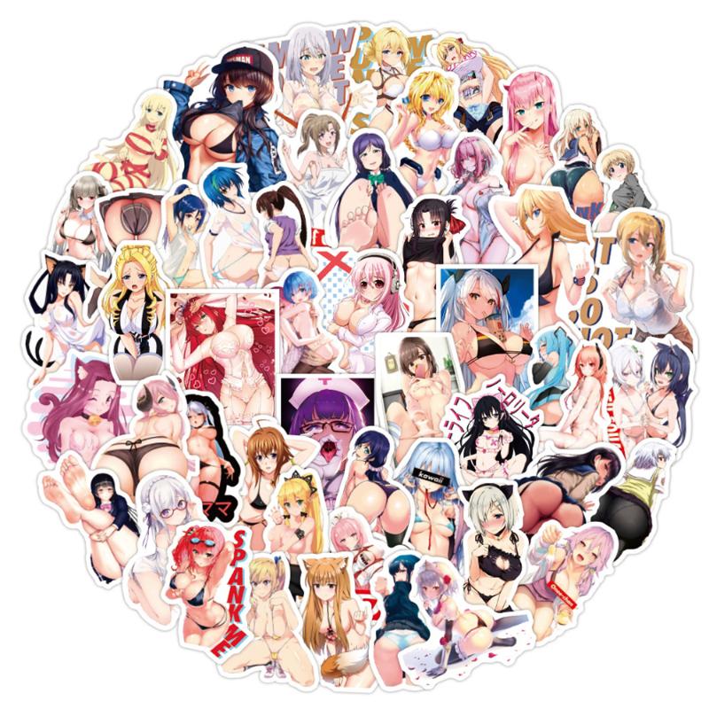 Emballage cadeau 50pcs dessin animé Sexy fille Ahegao Kawaii autocollants pour cahiers papeterie autocollant esthétique Scrapbooking matériel art