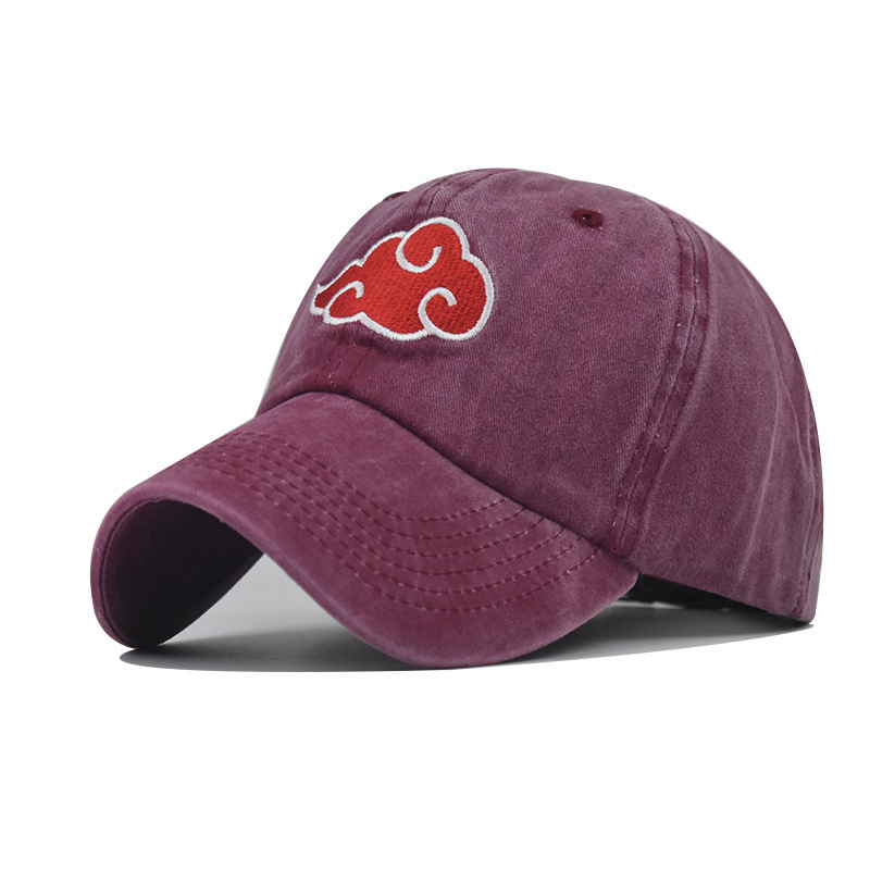 Washed Hat Anime Naruto Logo Clouds Embroidery Ball Hats Soft Top Baseball Cap Dad Hat