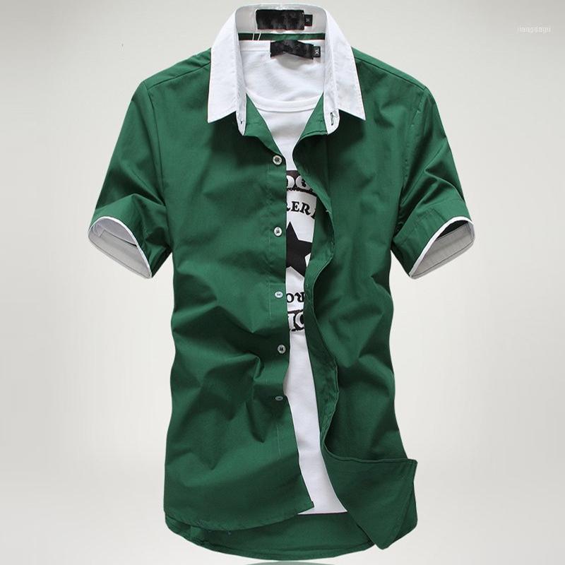 

Wholesale- 2022 Fashion Men Shirt Vetement Homme Short Sleeve Slim Fit Camisa Masculina Turn Down Collar Casual Shirts Mz2251, Wine