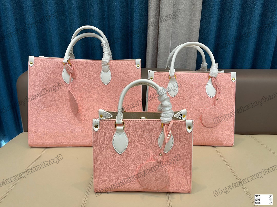 

ON THE GO PM MM GM Tote Business Bag Embossed Monograms Empreinte Cowhide Bicolour Handbag Luxurys Laptop Bag onthego Totes, Color 1#