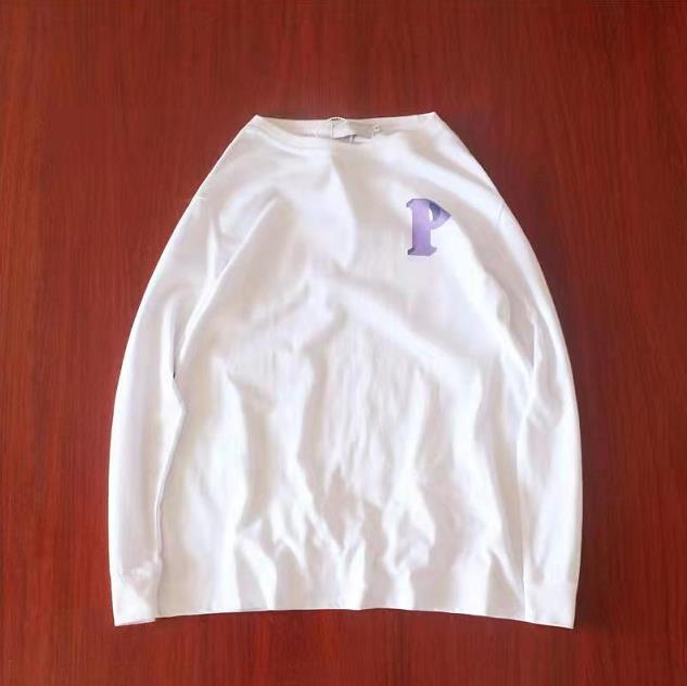 

American hip hop rap combo high street retro cotton polos printed long sleeve t-shirt men's and women's bottoms loose top fashion, White