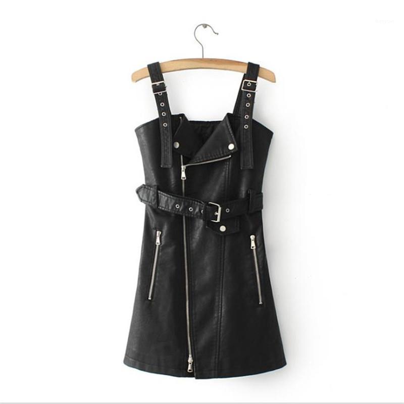 

Casual Dresses 2022 Women Leather Dress Soft PU Faux V Nck Sexy Slim Retro Black Short Mini Vestido De Festa