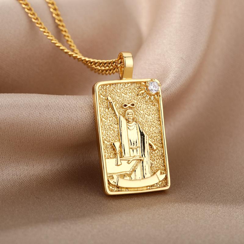 

Pendant Necklaces Aesthetic Tarot Card Necklace For Women Goth Choker 2022 Trend Stainless Steel Jewelry Valentines Day GiftPendant