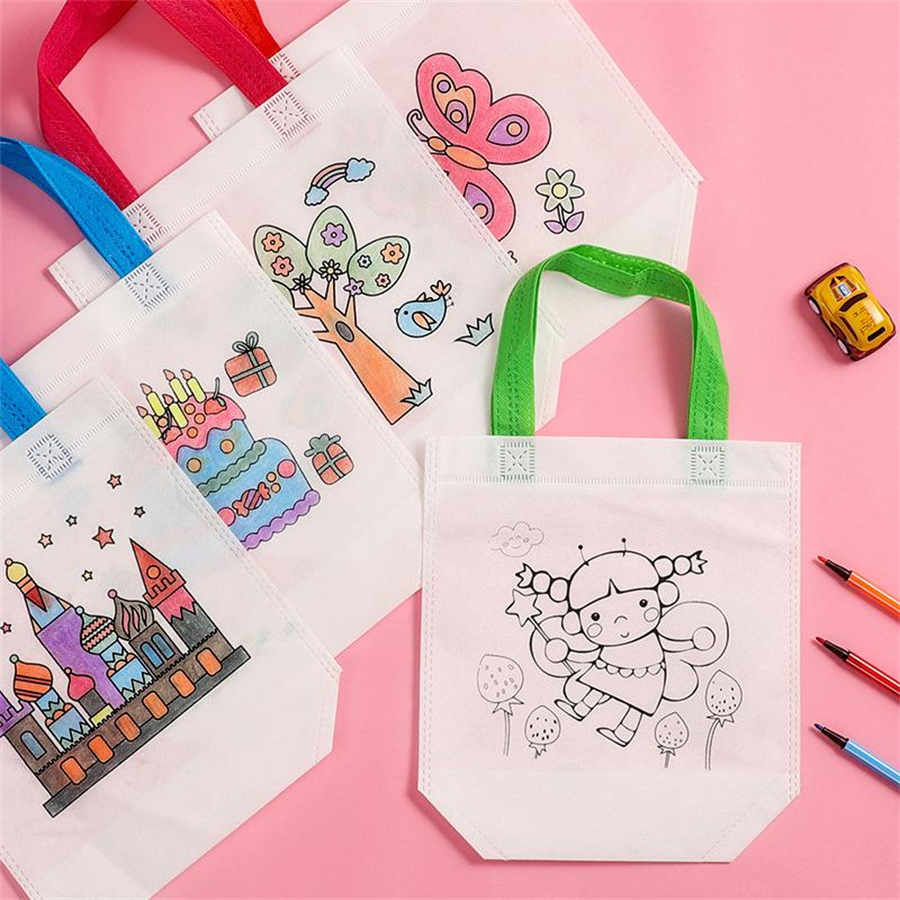 

HOME DIY environment-friendly bag non-woven graffiti art hand-colored cloth hand-painted painting handbag material