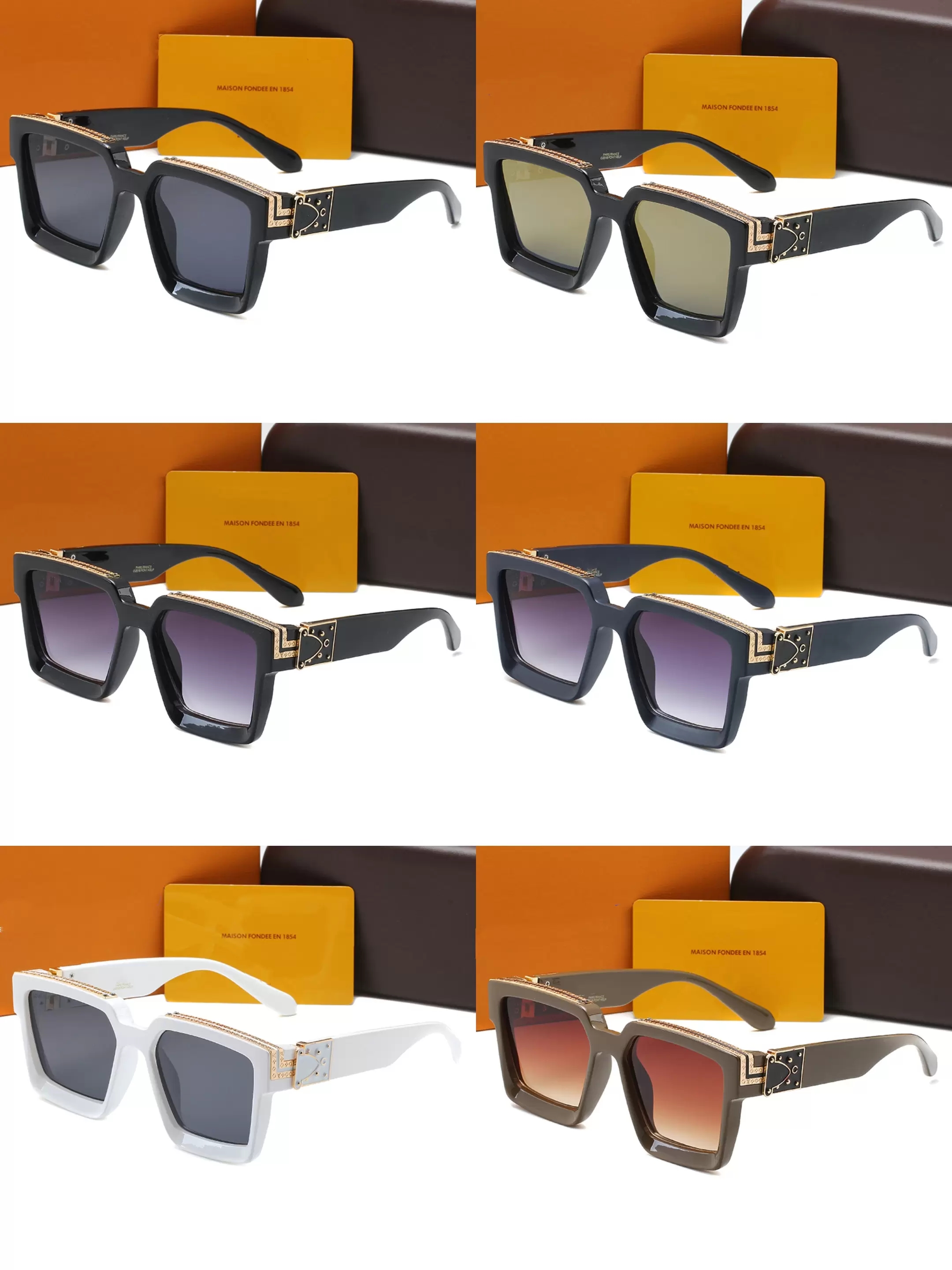 

Luxury Millionaires Sunglasses Men's and Women's Plate Full Frame Retro Hot-selling Famous Sunglasses superior quality with box 10 colour