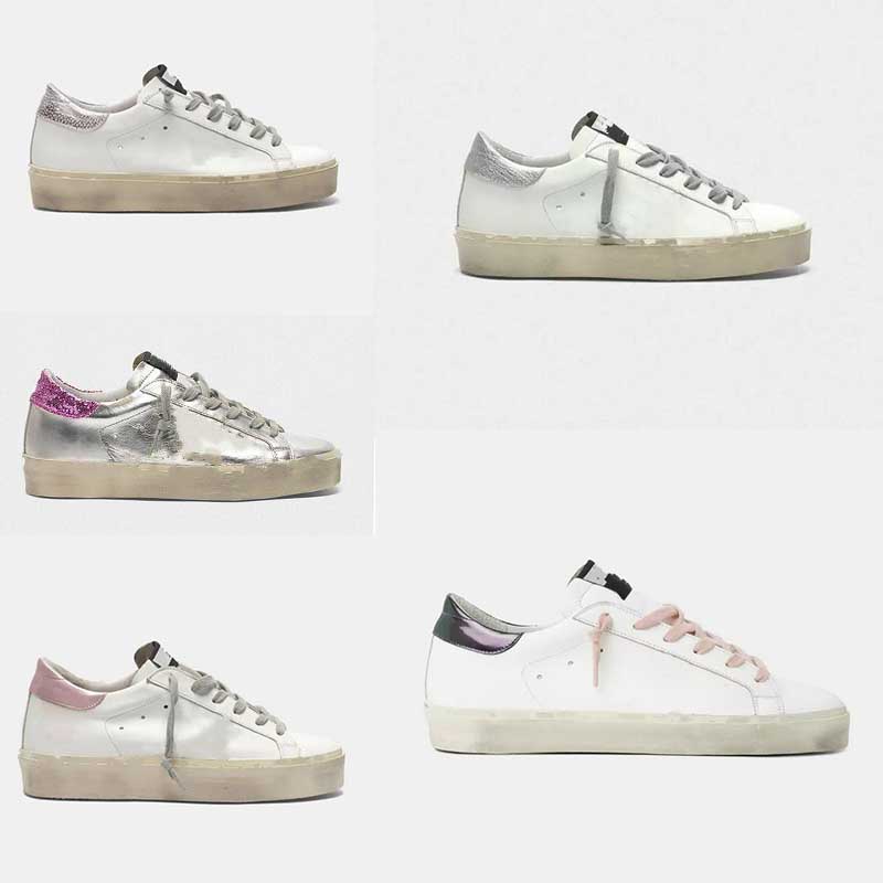 

Italy luxury casual gold shoes dirty shoes black silver sequins printed stars snakeskin suede cream soles made old low-cut women's men's white leather sneakers, Customize