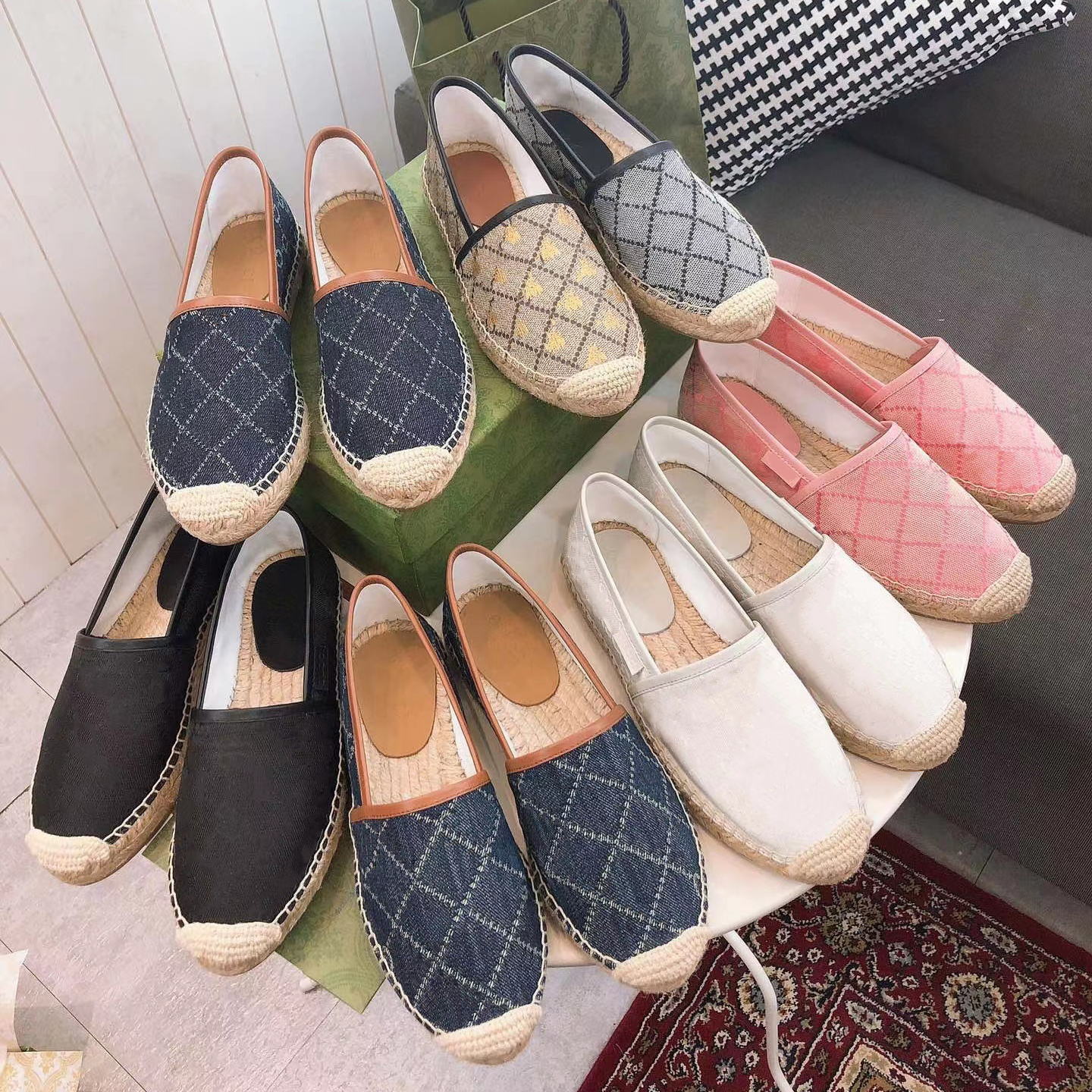 

Casual Shoes Women Espadrilles Summer ladies flat Beach Half Slippers fashion woman Loafers Fisherman canvas Shoe with box, Do not place an order