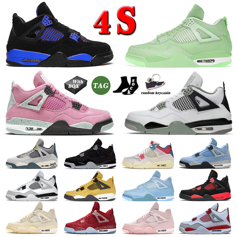 

WITH BOX designer With Box Mens Womens Jumpman 4 4s IV Designer Basketball Shoes Seafoam Blue Thunder Military Black Cat Sail Pink Psgs Offs W air shoe jordas, 36-47 peach