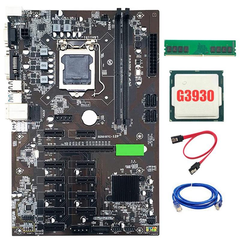 

Motherboards B250 BTC Mining Motherboard 12 PCI-E16X Graph Card LGA 1151 SATA3.0 Support VGA With DDR4 4GB 2666Mhz RAM