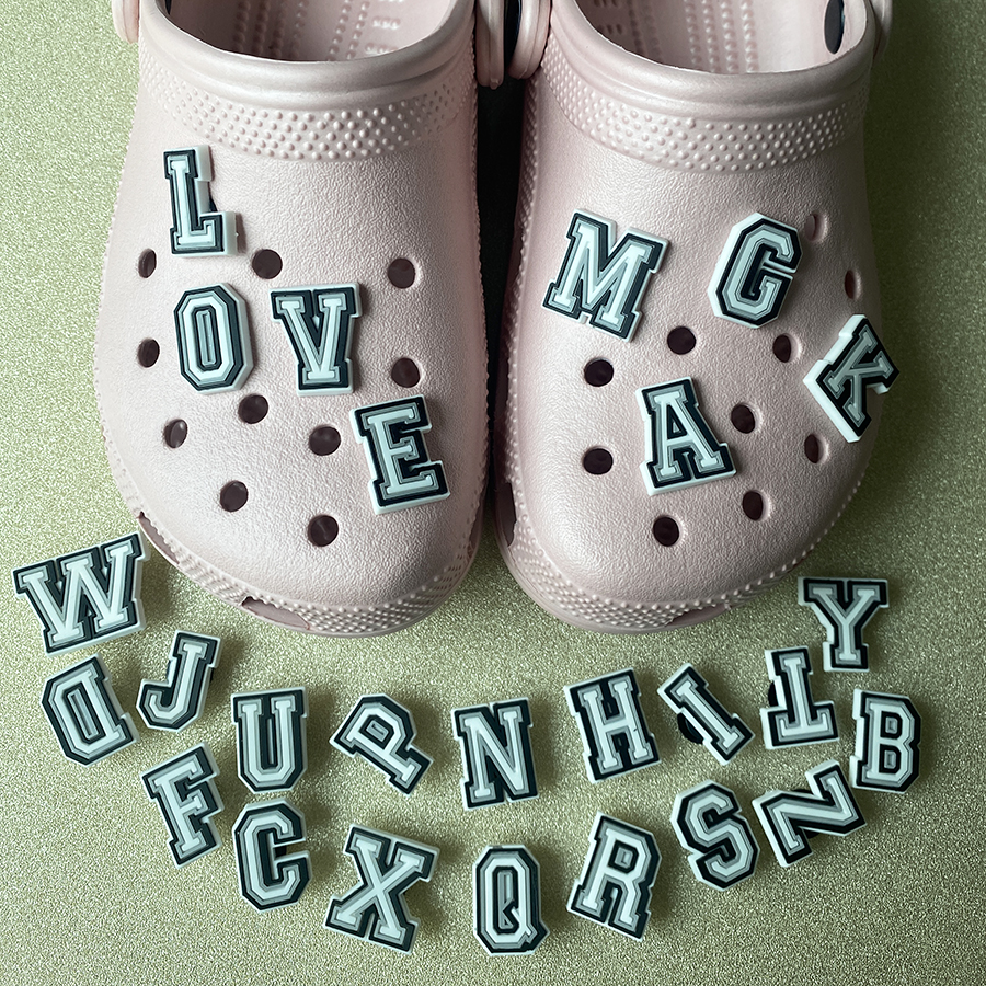 

Wholesale letters Croc Charms Hispanic Latino Shoe Charms Parts Accessories with Buckle Clog Pins for Teens Girls Boys Adult