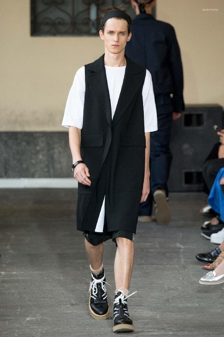 

Men' Vests Vest Original Male In The Long Sleeveless Show Jacket Custom Large Size Wear Kare22, Black