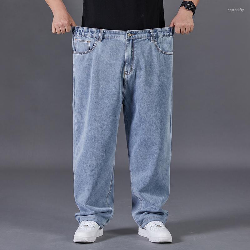 

Men's Jeans Men Baggy Classic Oversized 42 44 46 48 50 Wide Leg Denim Pants Spring Autumn Straight Casual Trousers Plus Size ClothingMen's H, Black