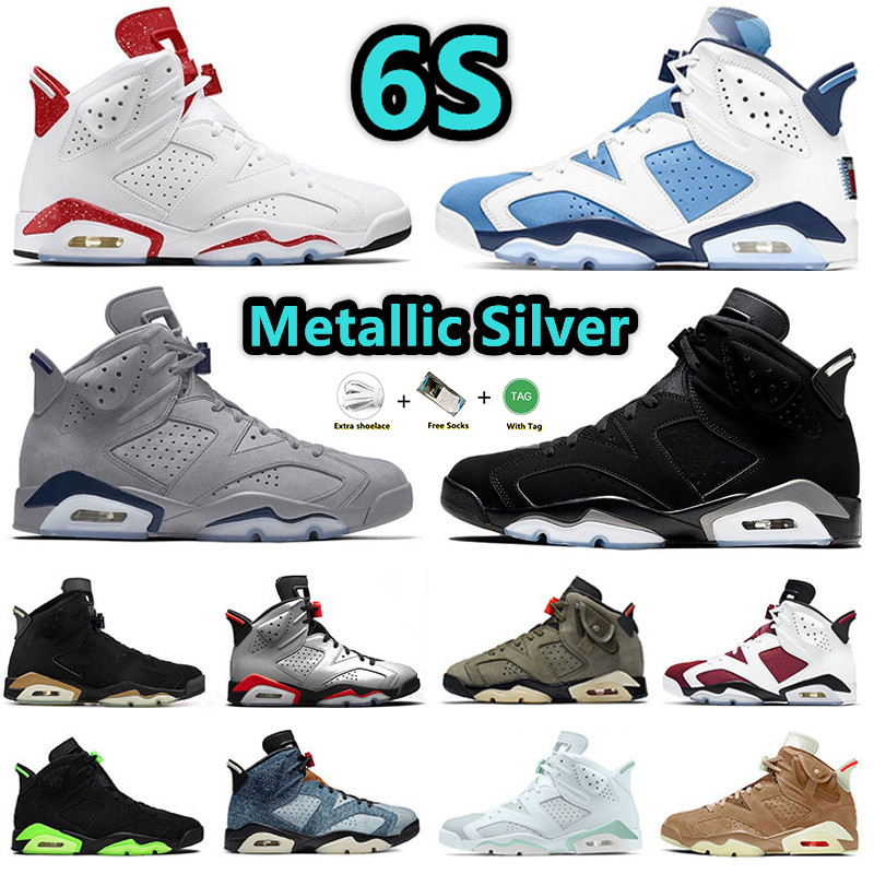 

6 6s Mens Basketball Shoes Metallic Silver Georgetown Unc Red Oreo British Khaki Olive Black Infrared Electric Green Dmp Carmine Men Trainer, Color#21