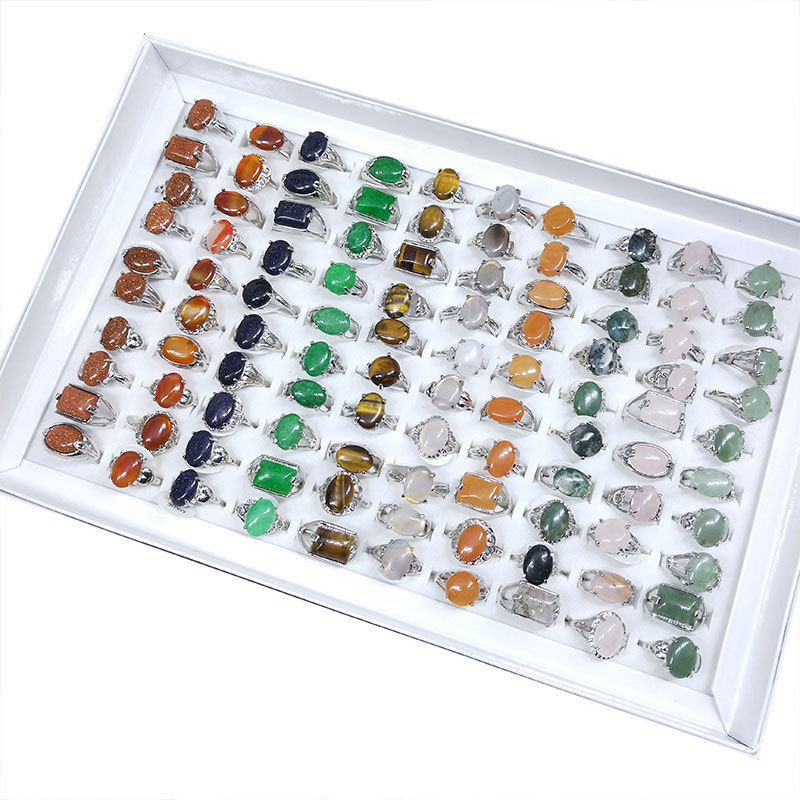 

Mix Lot Natural Stone Rings Women's Ring Fashion Jewelry Bague 100 Pieces / Lot