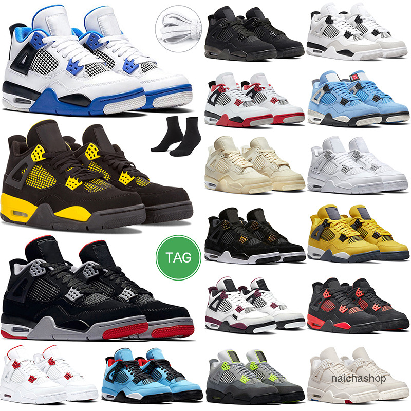 

4s Midnight Navy 4 Retro Men Women Basketball Shoes Blank Canvas Cool Gary Thunder Jumpman 4 Lightning Mens Trainer Sports Sneakers Jorda Jordens, #18 metallic green